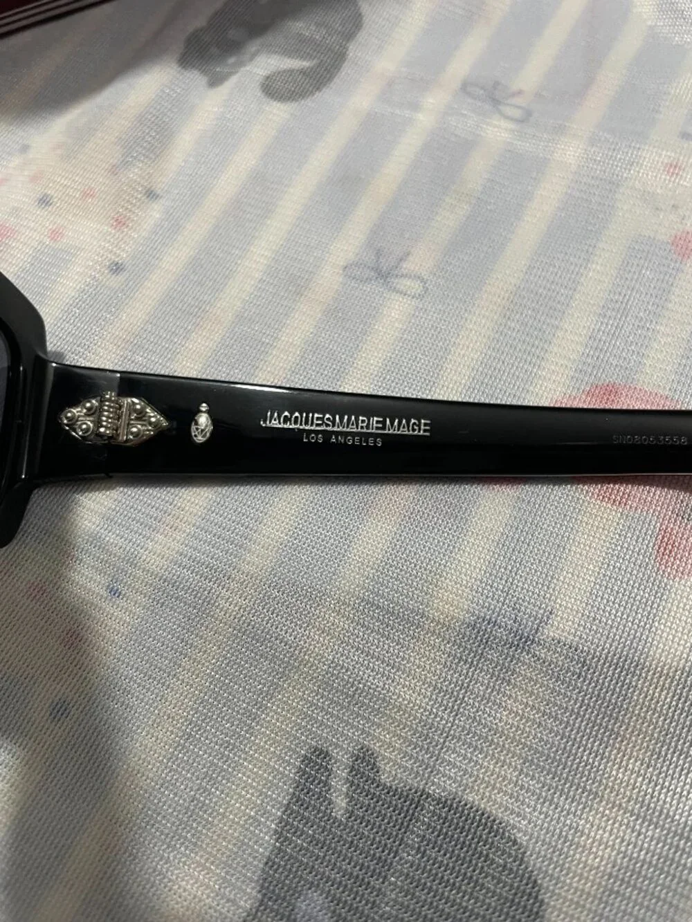 Jacques Marie Mage Rectangular Sunglasses with Thick Black Frames